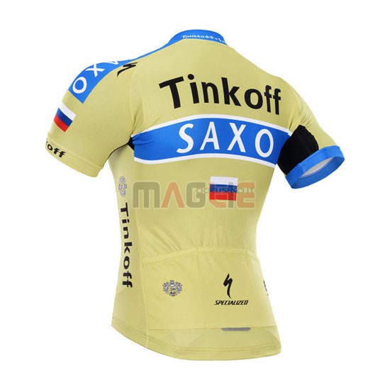 Maglia SaxoBank manica corta 2015 celeste e giallo