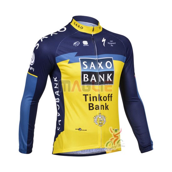 Maglia SaxoBank manica lunga 2013 blu e giallo