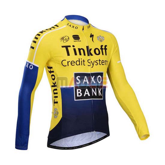 Maglia SaxoBank manica lunga 2014 blu e giallo