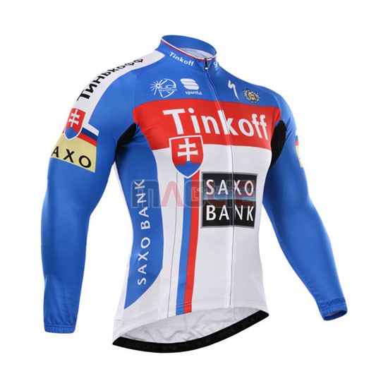 Maglia SaxoBank manica lunga 2015 bianco e celeste