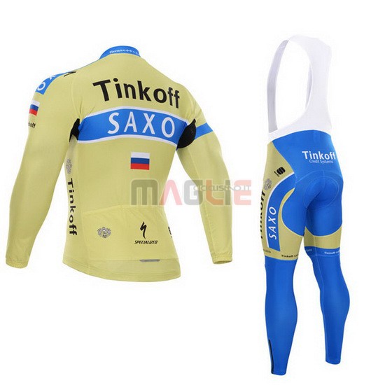 Maglia SaxoBank manica lunga 2015 celeste e giallo