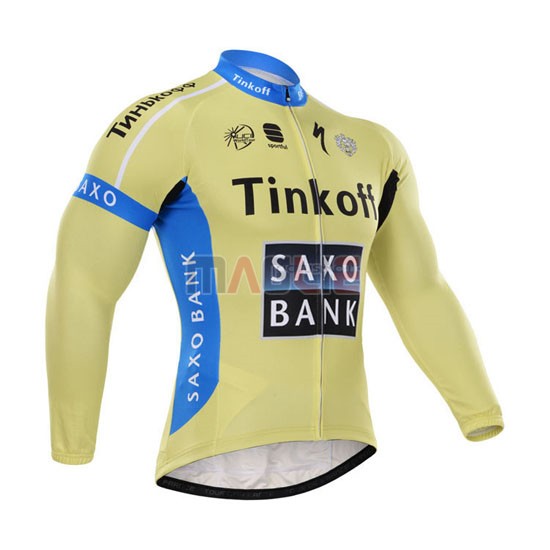 Maglia SaxoBank manica lunga 2015 celeste e giallo