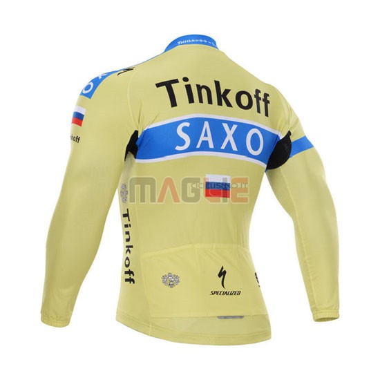 Maglia SaxoBank manica lunga 2015 celeste e giallo