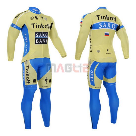 Maglia SaxoBank manica lunga 2015 celeste e giallo