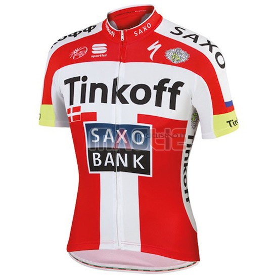 Maglia Saxo Bank manica corta 2015 bianco e rosso - Clicca l'immagine per chiudere