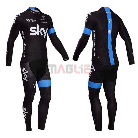 Maglia Sky manica lunga 2014 nero e celeste