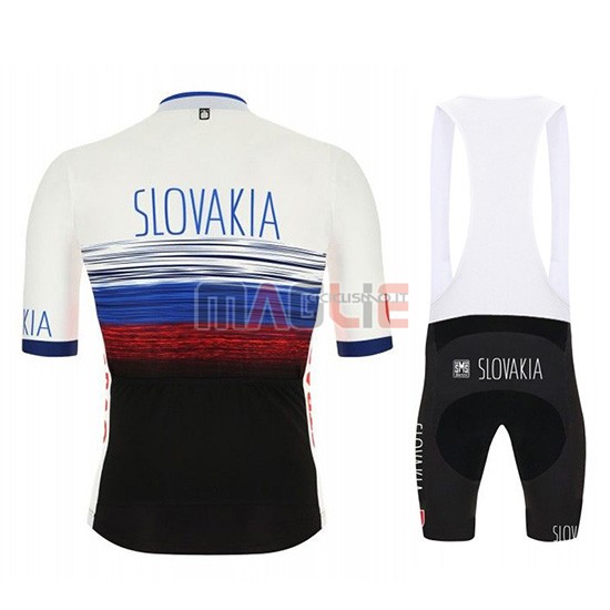 Maglia Slowakeis Manica Corta 2019 Bianco Blu Nero