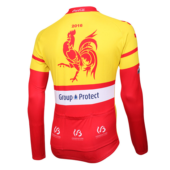 Maglia Wallonie Bruxelles Manica Lunga 2016 giallo e rosso