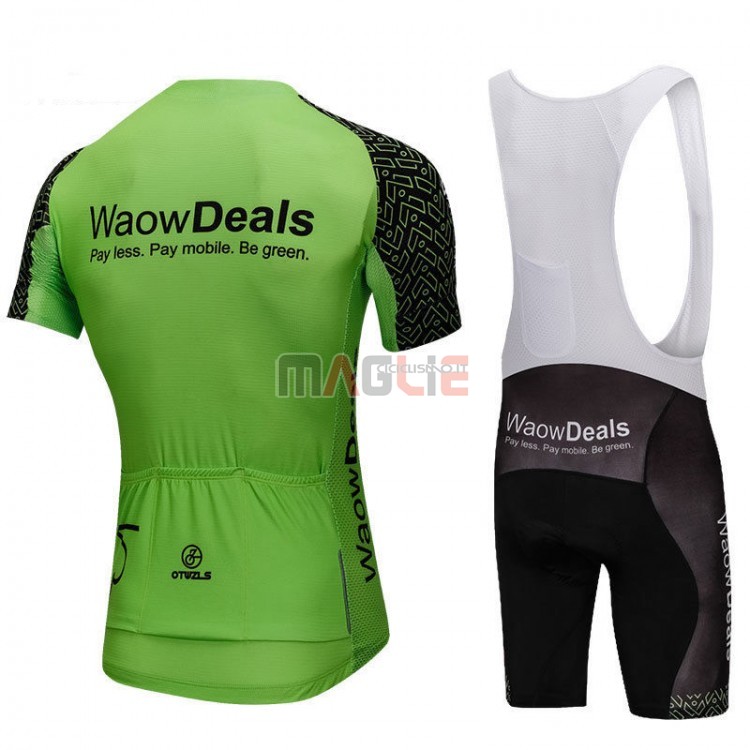 Maglia WaowDeals Manica Corta 2018 Verde e Nero