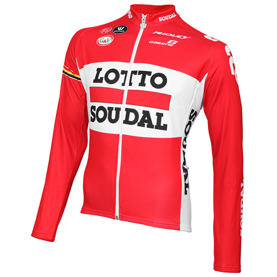 Maglia Lotto Soudal Manica Lunga 2015 rosso e bianco