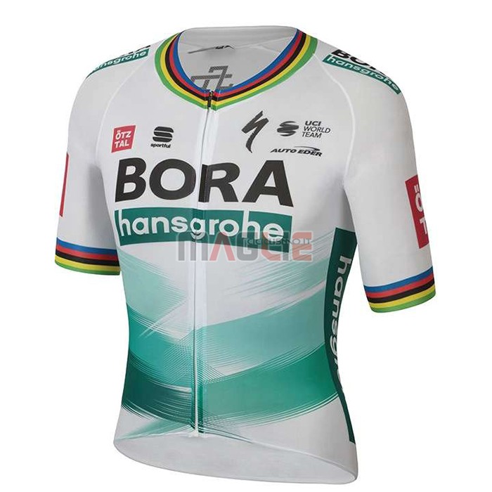 Maglia UCI Mondo Campione Bora Manica Corta 2020 Bianco Verde